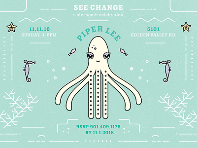 See Change WIP full babygirl coral design graphic illustration invite linework ocean octopus party sea seahorse starfish texture vector