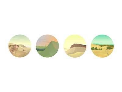 Set of icons for the Museum-reserve “Sunduki”. part 2 👀 autumn hills icon iconography illustration landscape logo mountains nature steppe sunset tourism winter