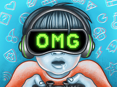 OMG - Oh Mom Guilt editorial editorial illustration handlettering illustration parenting procreate app video games