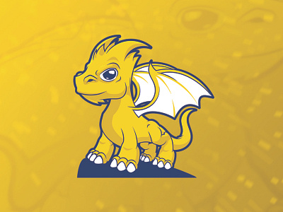 Yellow Dragon animal awesome cartoon character cute design dragon funny hand drawn illustration logo mascot playful vector