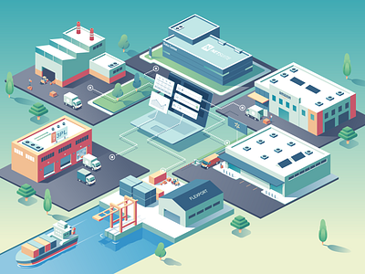 Stedi building illustration isometric vector