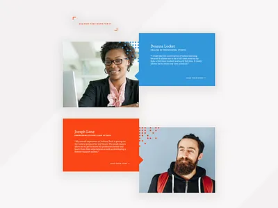 Student Testimonial Blocks design design system higher education typography art web design website