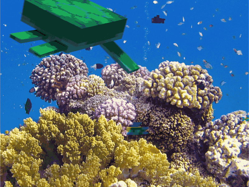 Minecraft Aquatic update: Turtles animation pixel pixel art. turtles under water