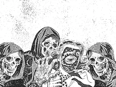 Adventures Into The Unkown comics cut and paste monsters no face reaper skulls xerox