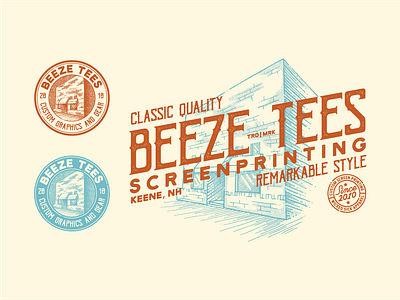 In-house Promo Graphics - Final Round (Retail Store) apparel architecture building crosshatching illustration mark store tshirt art vintage vintage badge