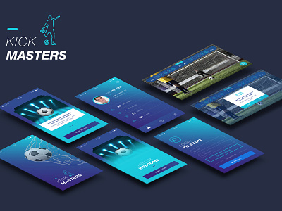 Kick Masters app design football game ui ux