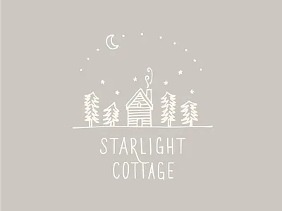 Starlight Cottage branding cabin cottage cozy design illustration logo moon rental stars typography