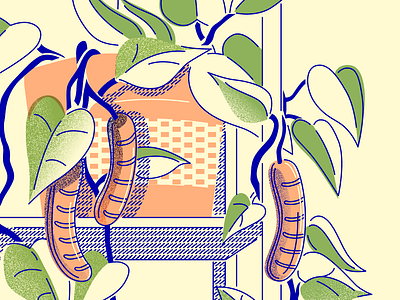 Sausage Pothos color grain green line meat minimal pattern plant pothos rank sausage surreal vector vegan