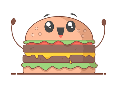 Happy Burger adobe illustrator burger character design fast food food happy illustration mood tasty ui vector