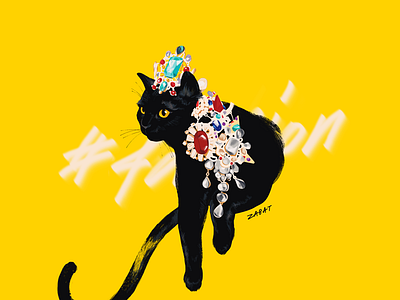 Black Cat accessories animal art bijoux black black cat cat cat illustration drawing fashion fashion illustration illustration portrait yellow