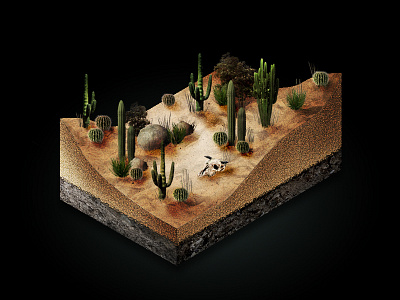 Desierto digital illustration isometric photosop