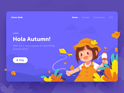 Hola Autumn! autumn course cover educational app illustration flowers girl hat k12 kids kite leaves onion math school strings