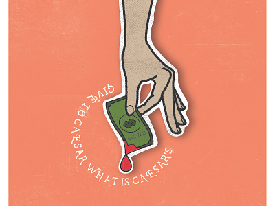 Matthew 22:21 aaron brink bible blood caesar cash catholic christian faith god hand icon illustration image of the invisible jesus money orthodox pinch squamish symbols typography