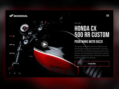 Honda Motorcycle Design Exploration black dark design honda motor motorcycle red ui