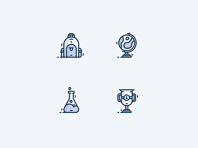 Back To School Icons 1 2d colored flat icon illustration line office outline school
