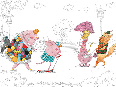 The city park 2d animals character character design childrens book childrens illustration cute illustration natimade urbanism