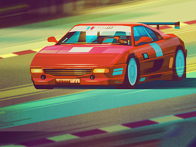 Car car digital geometric illustration illustrator james gilleard retro vector