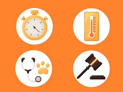 Diverse Icons clock doctor icons orange pet round thermometer vet