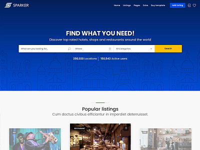 Sparker - Directory and Listings Template airbnb booking direction directory google map hotel listings local business map places reservation restaurant shop trip advisor yelp