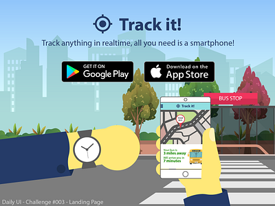 Tracking App Landing Page Design - DailyUI Challenge #003 landing page mobile app tracking website