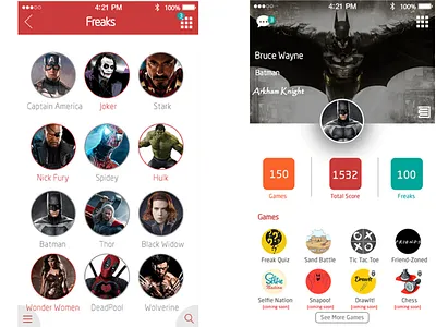 Game App app chatting dashboard freak game people ui ux