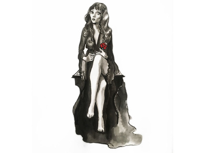 Ingrid Pitt black and white hammer horror horror illustration ingrid pitt ink inktober 2018