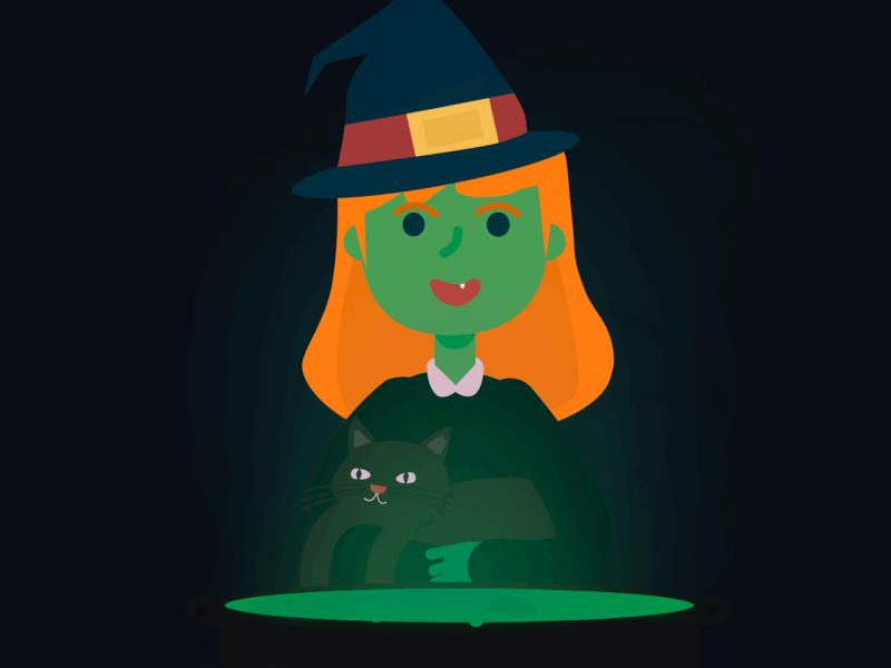 witch 2d after effects animation illustration