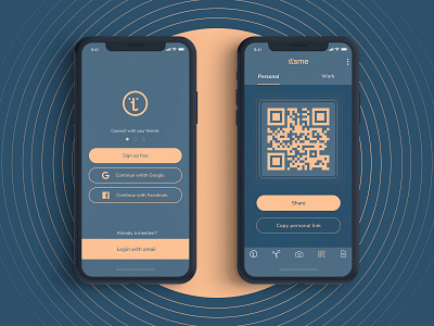 It'sme apiko app connection flat interface minimal qr qrcode sharing social ui ux