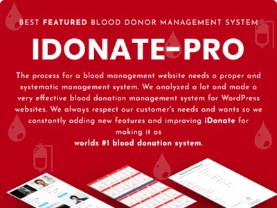IDonatePro - Blood request and donor management WordPress plugin blood bank blood bank management blood donation blood donation management blood donation management system blood donor management blood group charity clinic blood donation creative design hospital hospital blood donation hospitality humanity online blood donation online blood donation management plugin themeforest wordpress