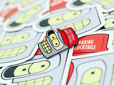 Still Making Great Cocktails Pin bender cartoon cocktails enamel pin futurama graphic illustration pin