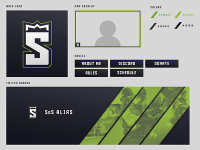 Sos Alias Stream Package banner brand brandidentity branding crown logo game logo gamer logo logo design logo mark logodesign s logo s mark streamer twitch