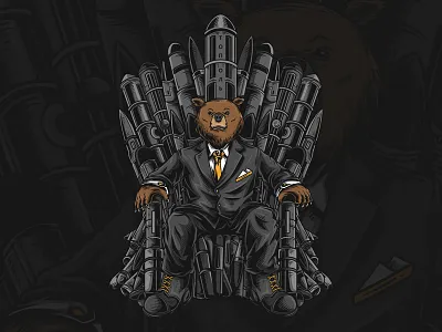 Throne of Grizby animal bear cartoon custom detail illustration mascot throne work