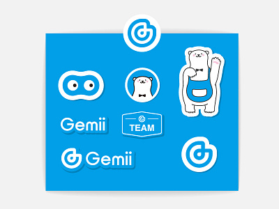 Stikers blue cartoon design icon illustration logo stiker