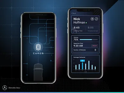 Mercedes-Benz CoROS Fleet App app cool dark design fleet logistics management mobile modern productivity tech ui ux