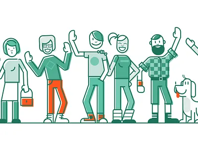 VivifyIdeas team character characters flat icon illustration team vector