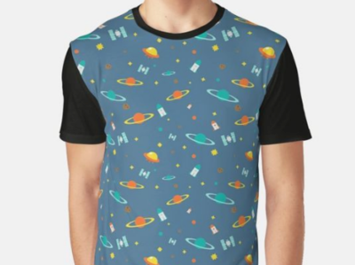 Space Pattern T-shirt blue color design flat icons illustration pattern planet space vector