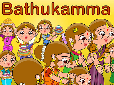 Bathukamma illustration telangana vector