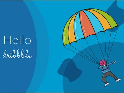 Hello Dribbble.!! design dribbble dribbble debut hello dribbble illustration parachute vector web