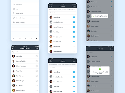 Import Contacts mobile app sketch ui ux design