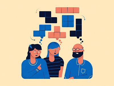 No 15 - People had their brains wired together and played Tetris brain editorial game man people retro science tetris think vectober woman