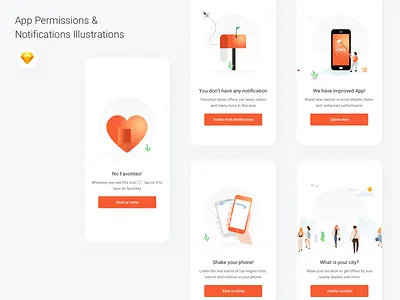 App Permission & Notifications screens - Illustration app app update concept favorite illustration location location based