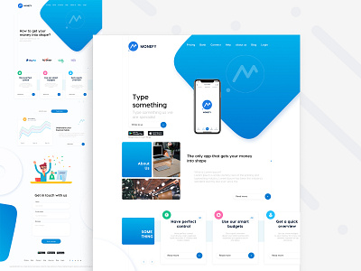 Monefy web & app product website application blue branding dailyui illustration monefy money app online dating ux uxui wallet webside website