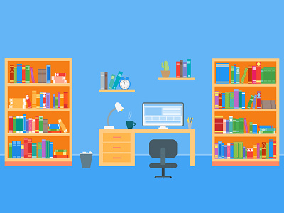 Workspace design flat flat design freelance illustration office vector work