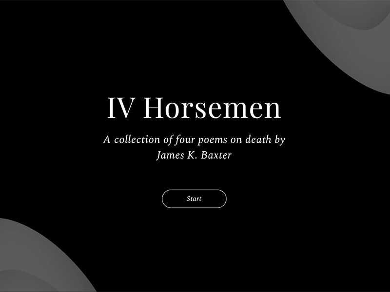 IV Horsemen Title Transition abstract abstract design black dark gray dark theme death invision studio line art organic ui