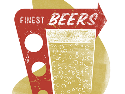 Beer Sign atomic beer illustration retro sign