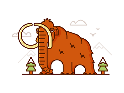 Mammoth adobeillustrator art artwork colored design dribbble grid illustration mammoth outline vector