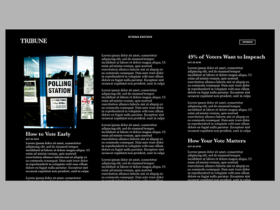 TRIBUNE Opinion Pages adobe adobe xd black black and white clean creative dark interface logo minimal photography typography ui ux web web design website xd