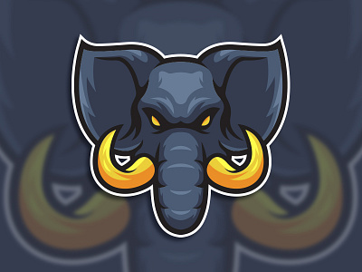 Elephant head esport logo cartoon character elephant elephant head esport esport logo flat illustration logo logo design mascot t shirt design