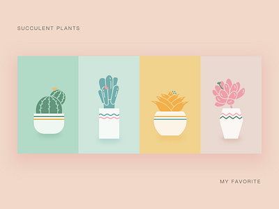 Succulent plants card icon illustration succulent plants ui