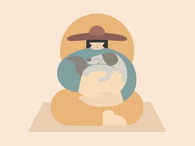 Dos Amigos character circle design digital art dog flat friendship guadalajara hat illustration mexico sun vector woman